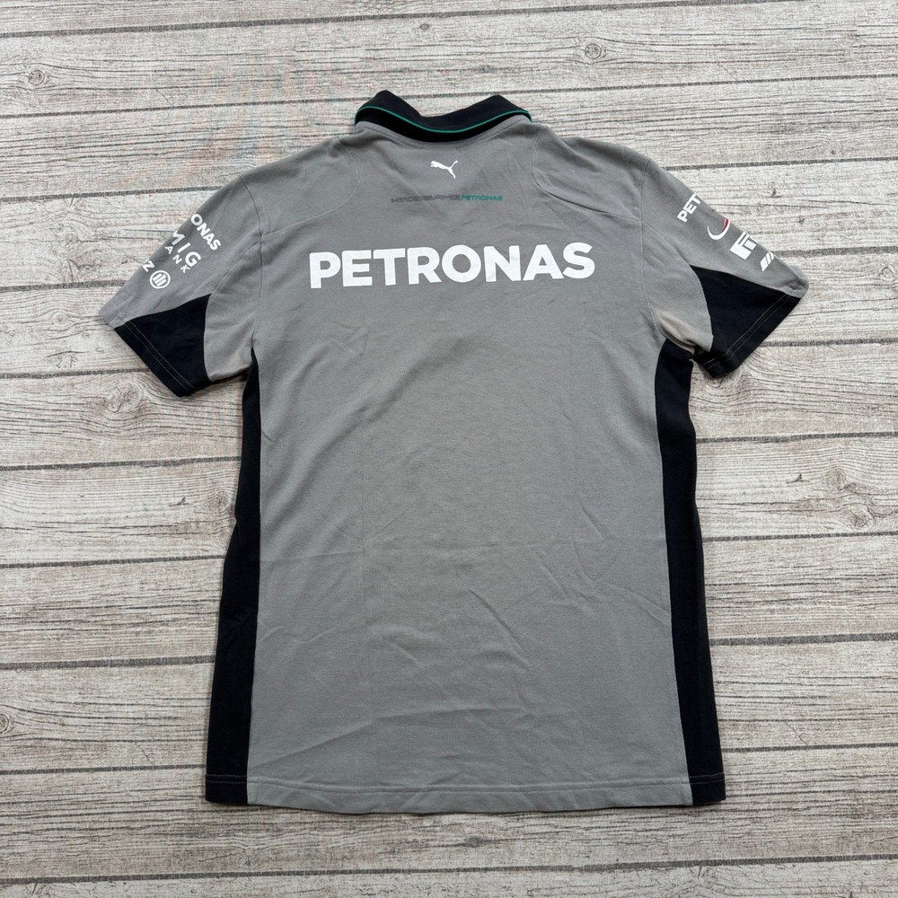 Puma Polo Shirt Men's Medium Gray Team Mercedes-Benz Petronas F1 Racing Apparel - Picture 2 of 10